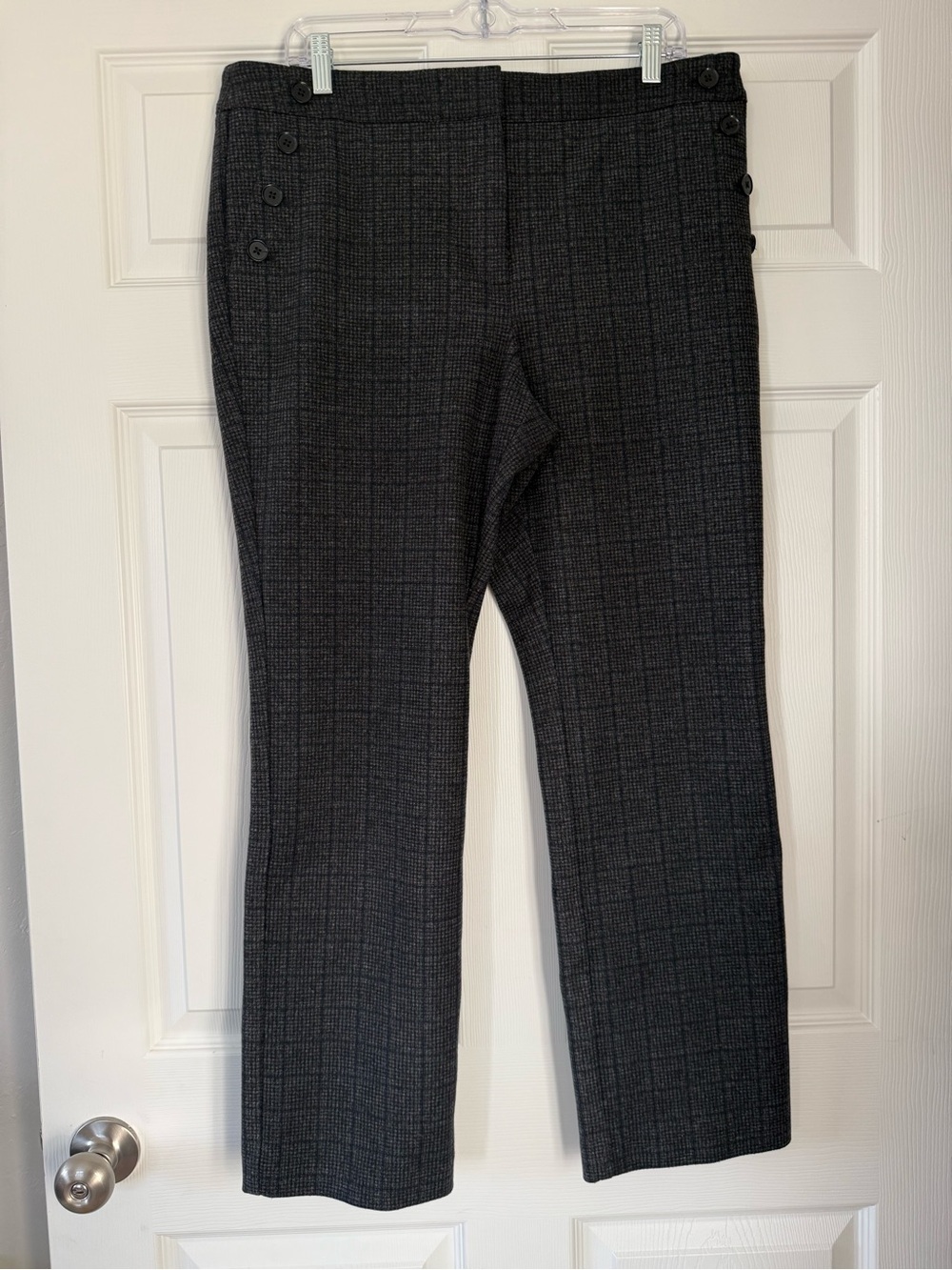 Ann Taylor Factory Black Charcoal Plaid Straight Leg Pants